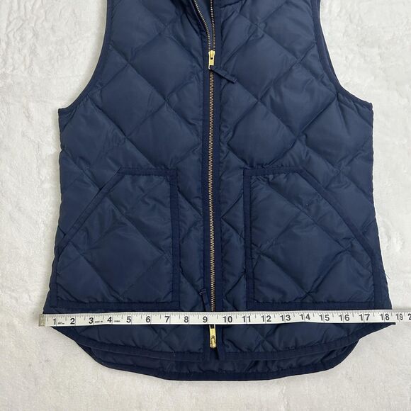J.Crew Vest Womens XS Navy Excursion Quilted Down Puffer Zip Pockets High Neck - Picture 8 of 10